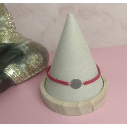 PULSERA DE PLATA Y MACRAMÉ CON PLAQUITA