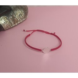 PULSERA DE PLATA Y MACRAMÉ CON PLAQUITA