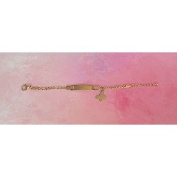 Pulsera con Placa Ovalada y Mariposa para Bebe