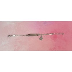 Pulsera con Placa Ovalada y Mariposa para Bebe