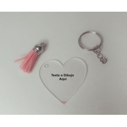 LLAVERO METACRILATO LASER CORAZON