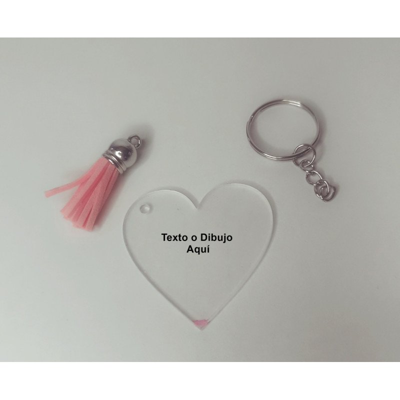 LLAVERO METACRILATO LASER CORAZON