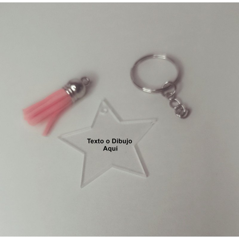 LLAVERO METACRILATO LASER ESTRELLA
