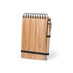 Libreta de anillas tapas de madera y bolígrafo
