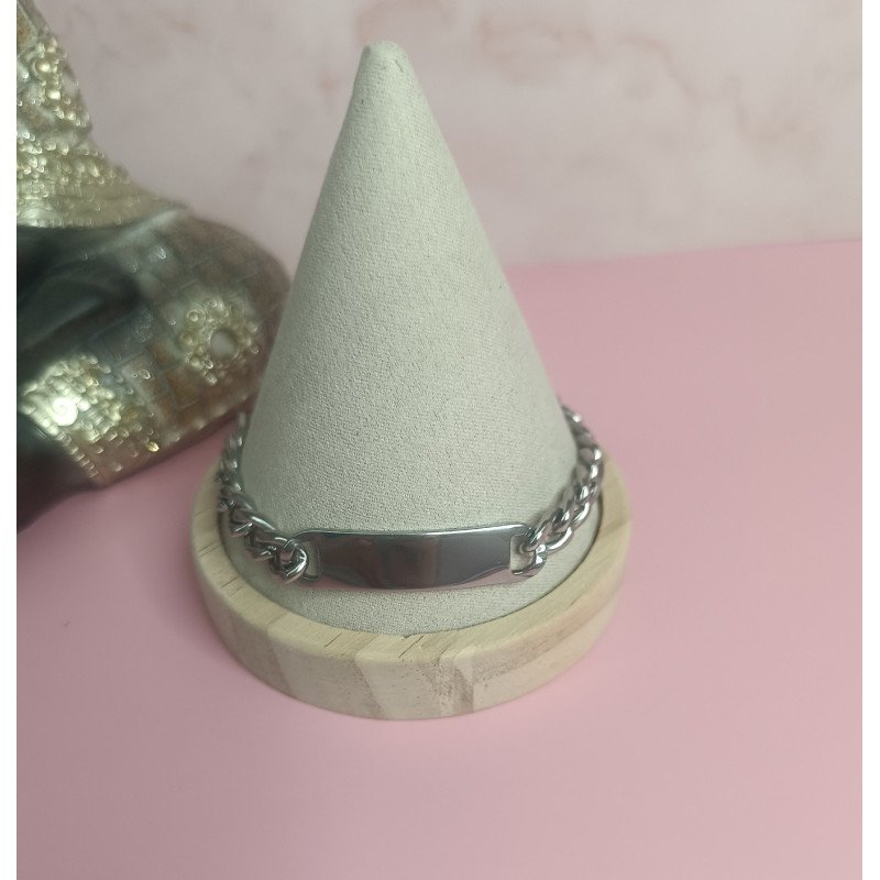 PULSERA ESCLAVA DE ACERO CON PLACA DE 11 X 45 MM