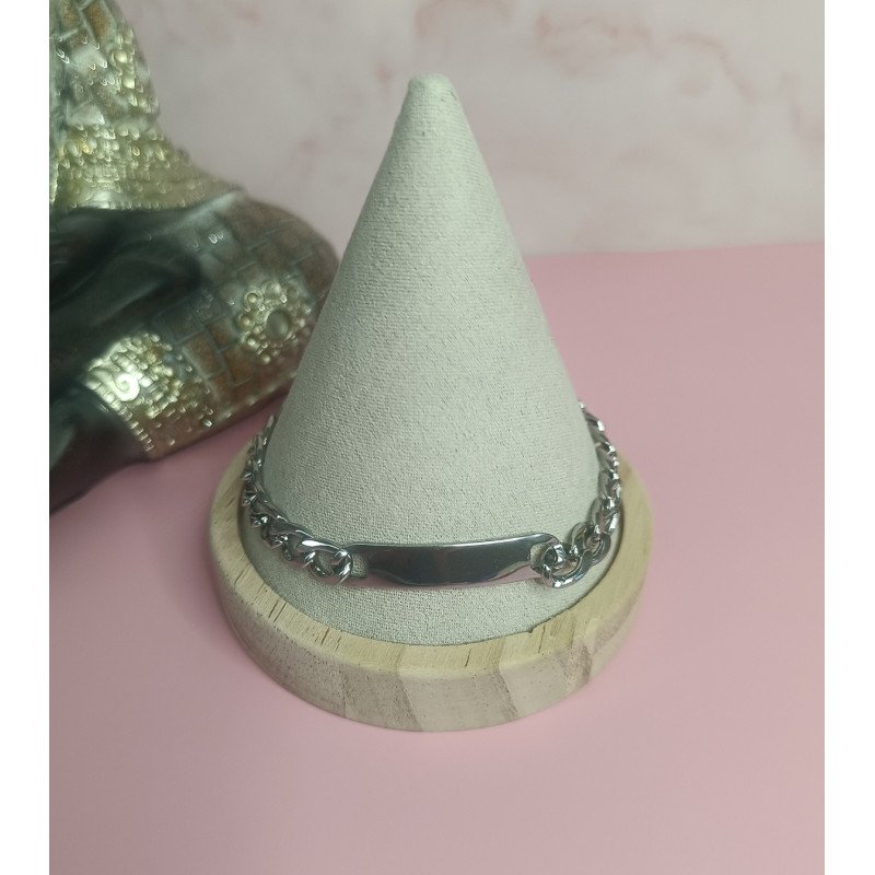 PULSERA ESCLAVA DE ACERO CON PLACA DE 8 X 40 MM