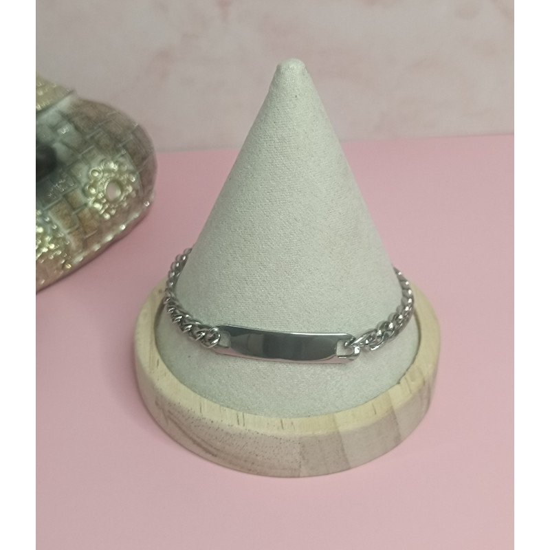 PULSERA DE ACERO BARBADA CON PLACA DE  7 x 38 mm