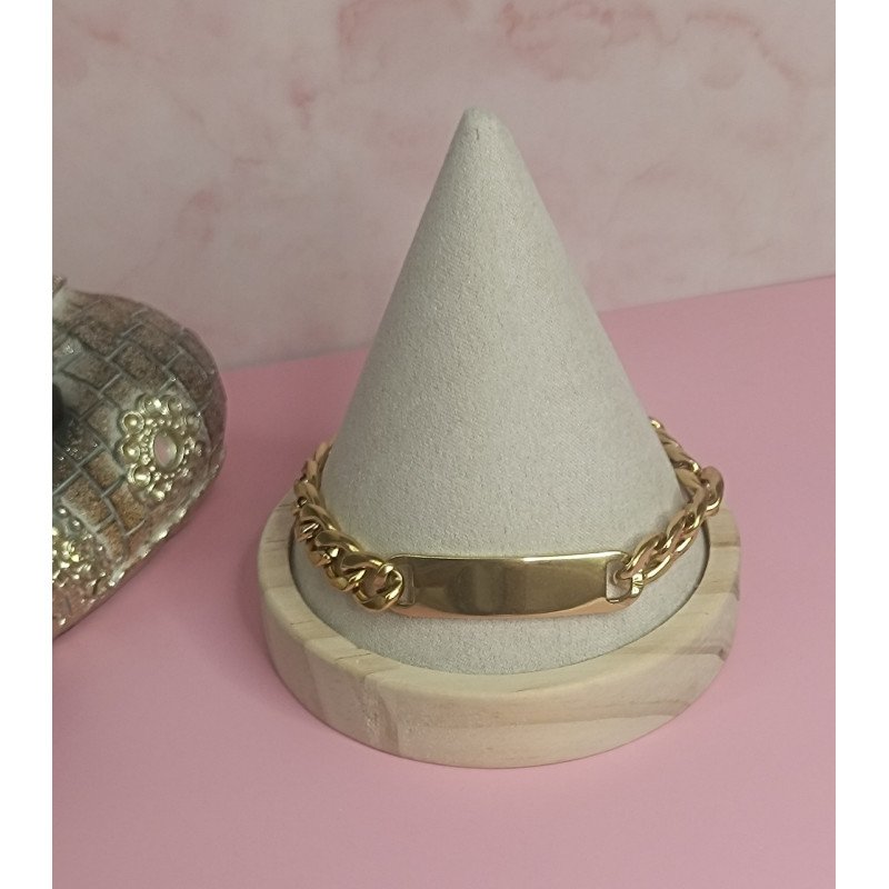 PULSERA DE ACERO DORADO DE 8 MM X 22 CM