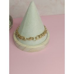 PULSERA DE ACERO DORADO DE 8 MM X 22 CM