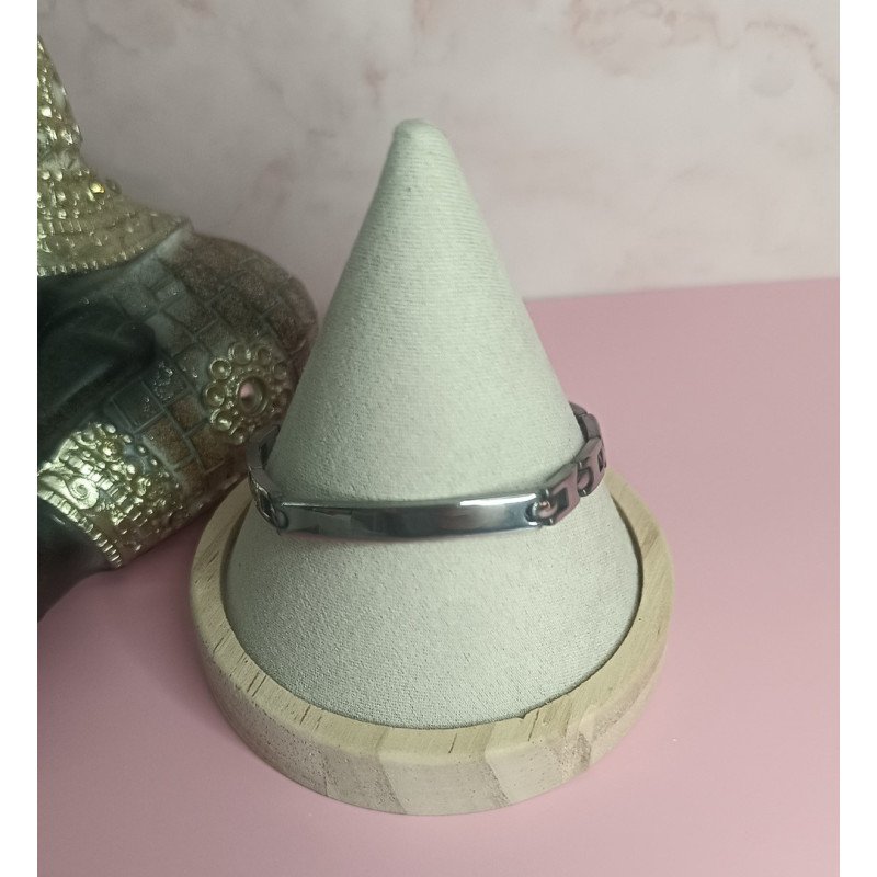 PULSERA DE ACERO CALADA CON PLACA DE 6X40 MM