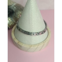 PULSERA DE ACERO CALADA CON PLACA DE 6X40 MM