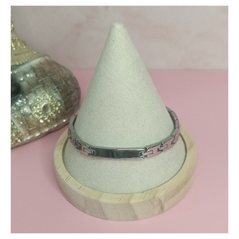 PULSERA DE ACERO CON PLACA DE 6X30 MM