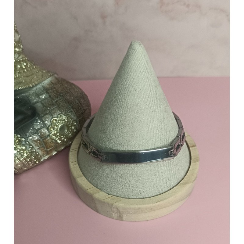 PULSERA DE ACERO CALADA CON PLACA DE 8X42 MM