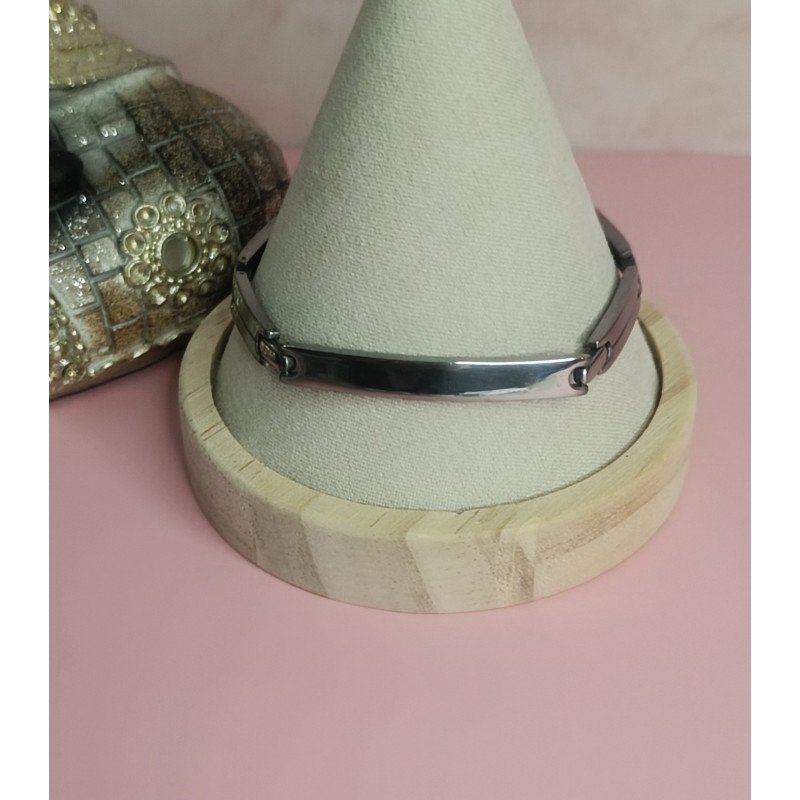 PULSERA DE ACERO MATE CON PLACA DE 6X47 mm