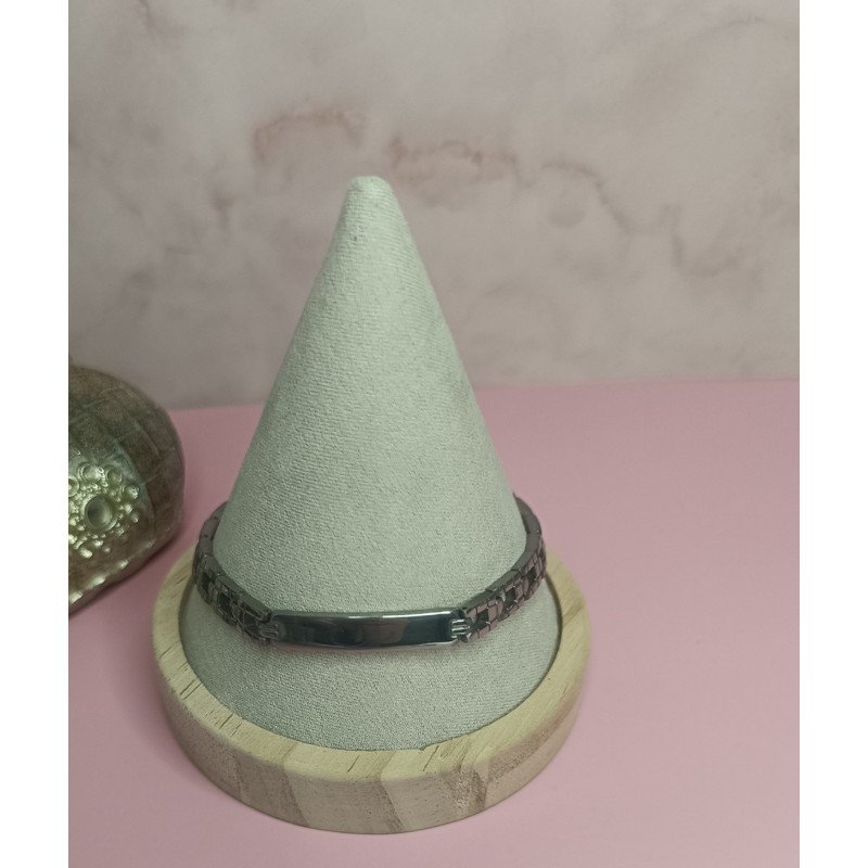 PULSERA DE ACERO CON PLACA DE 6X30 MM