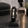 PULSERA DE ACERO Y CUERO DOBLE TRENZADA CON PLACA