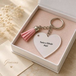 LLAVERO METACRILATO LASER CORAZON