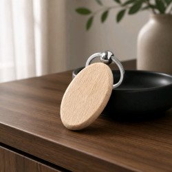 Llavero de madera ovalado