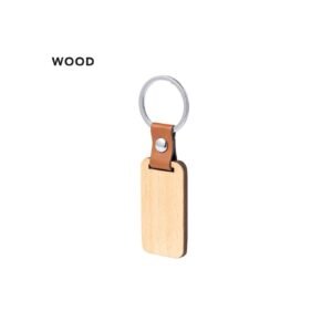 Llavero de madera natural y polipiel Rectangular